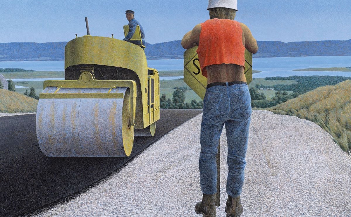 Alex Colville – Road Work Acrylic polymer emulsion on Masonite