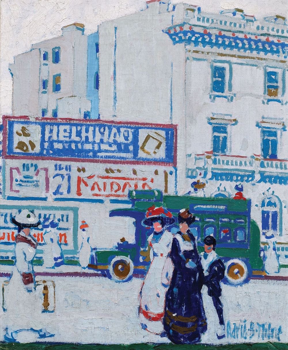 David Milne – Grey Billboards Oil painting