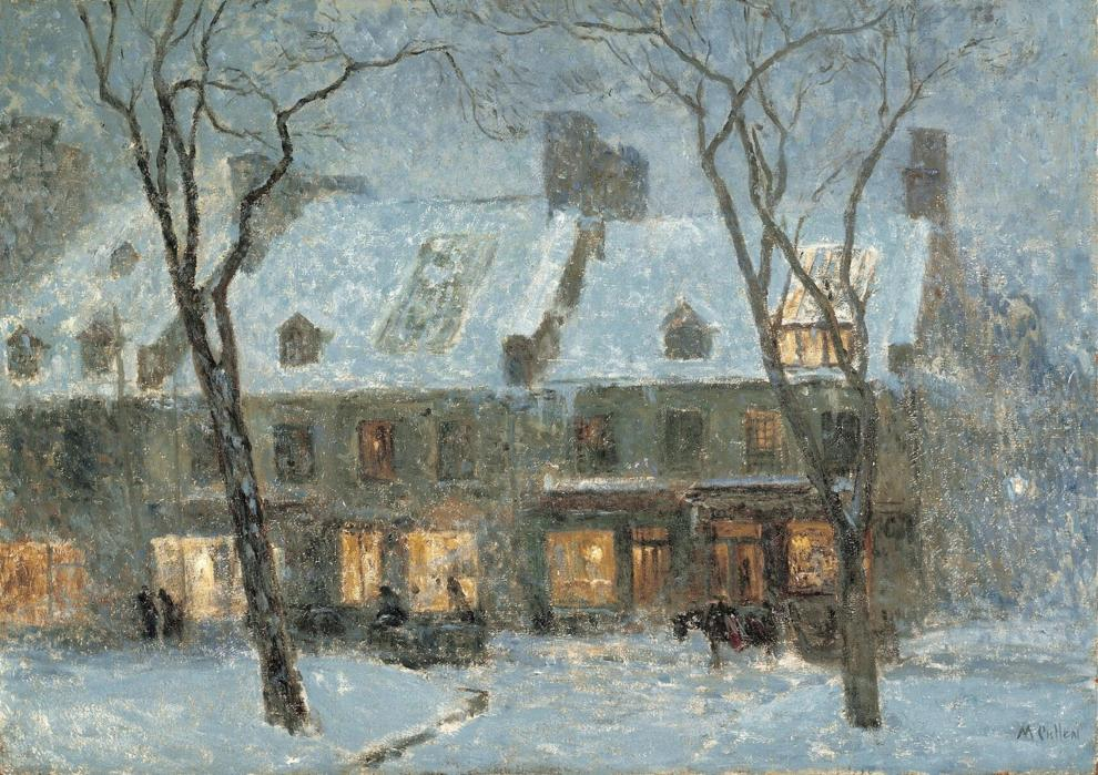 Maurice Cullen Old Houses Montreal Painting old houses winter evening