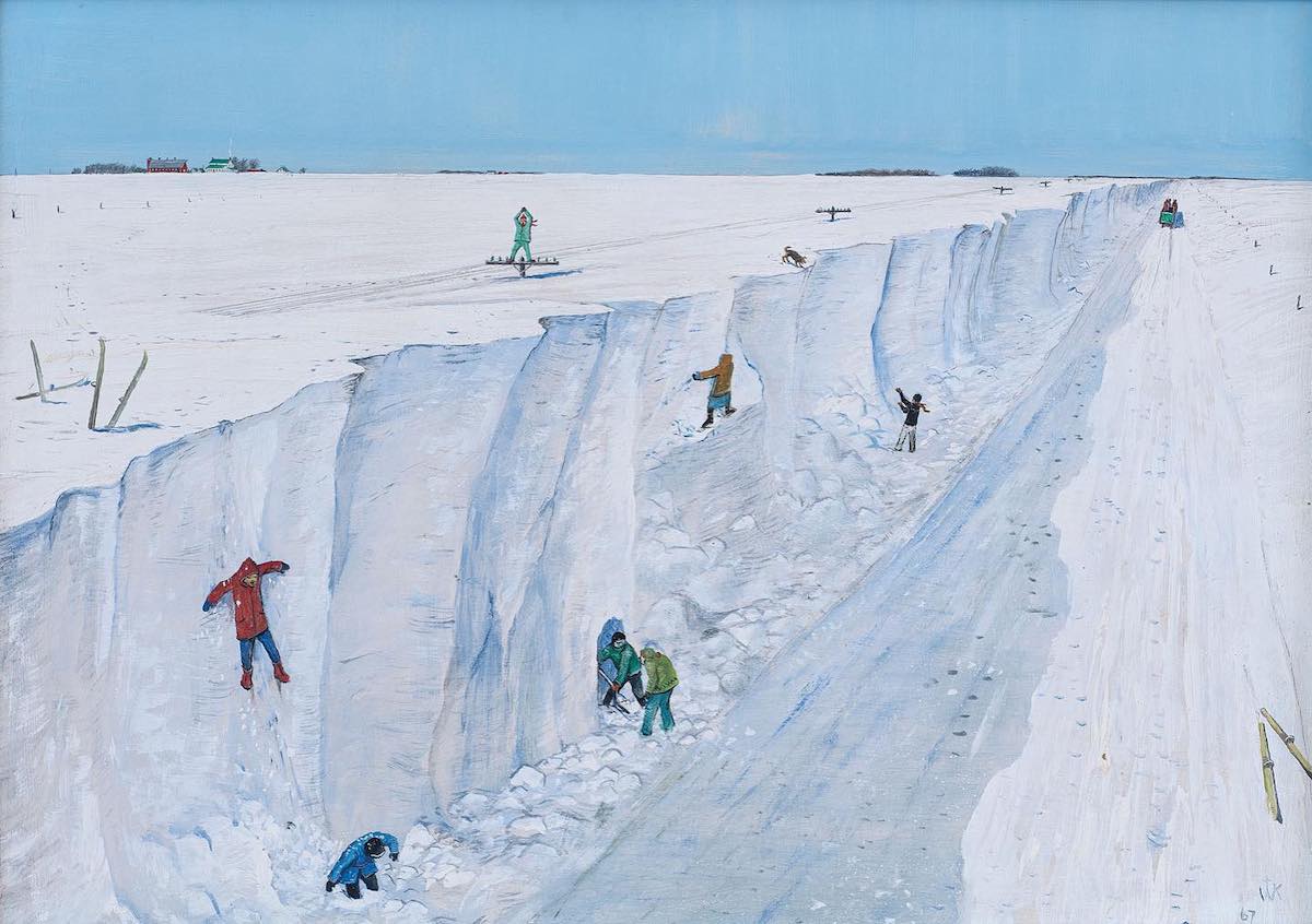 William Kurelek – After the Blizzard in Manitoba Mixed media on Masonite