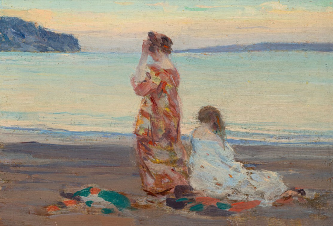 Travel-Mag-image-001 Oil painting representing 2 women on the lake shore