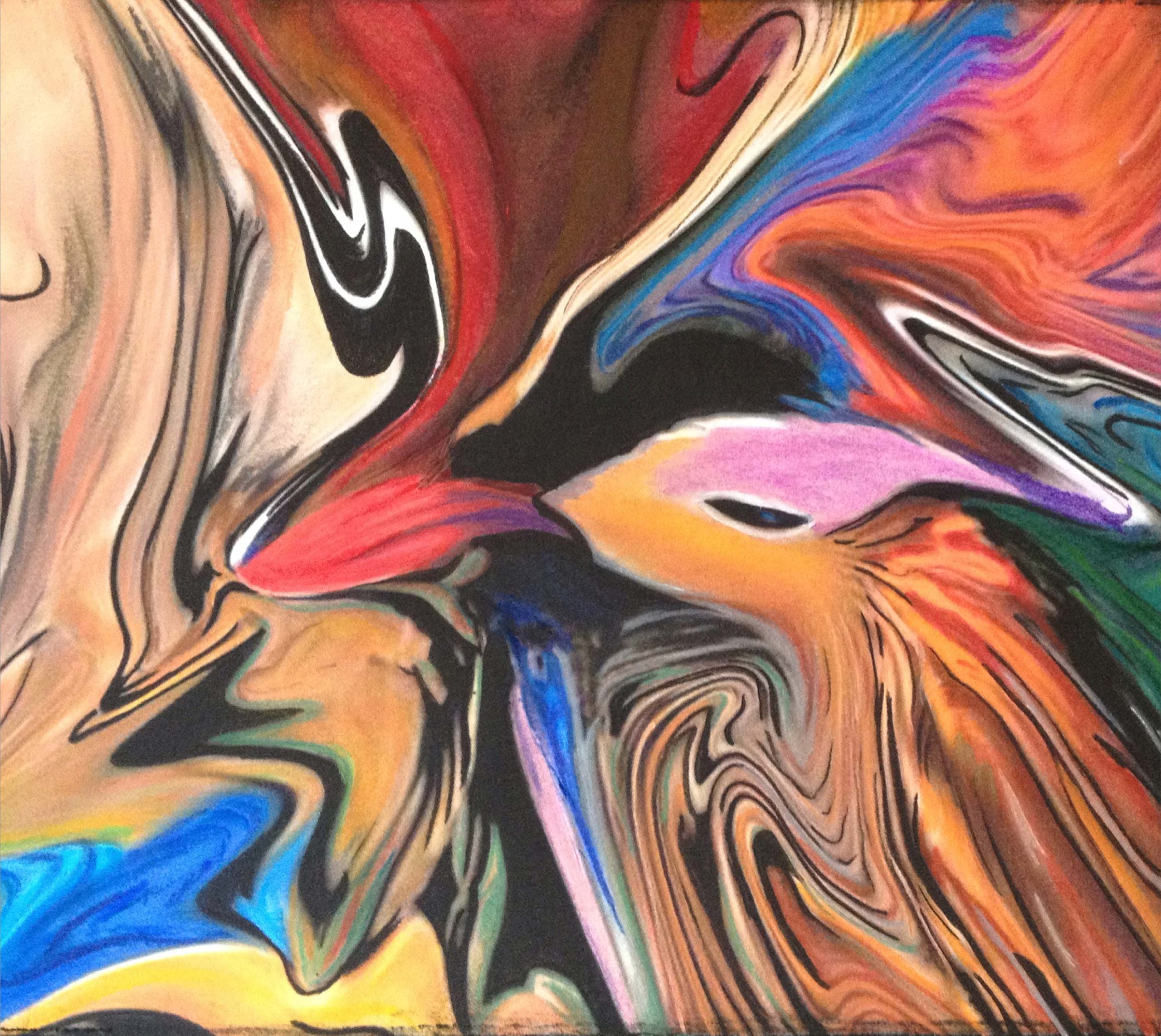 Abstract painting of a bird