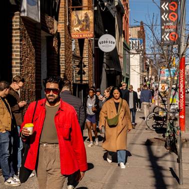 People strolling in the trendy West Queen West area